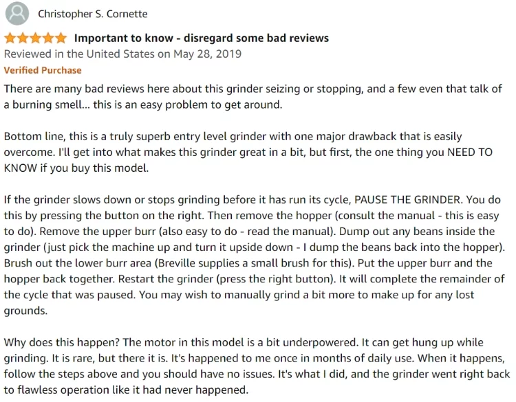 Top Positive Review for The Breville BCG820BSS