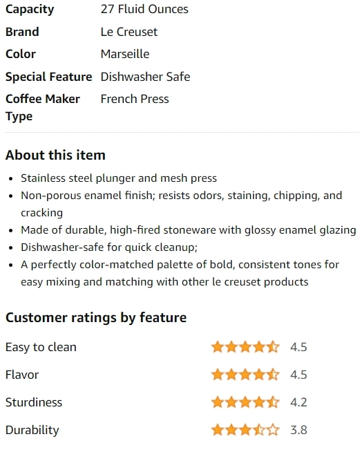 Overview of The Le Creuset French Press Mug